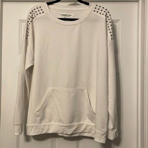 White Sweatshirt with silver stud details